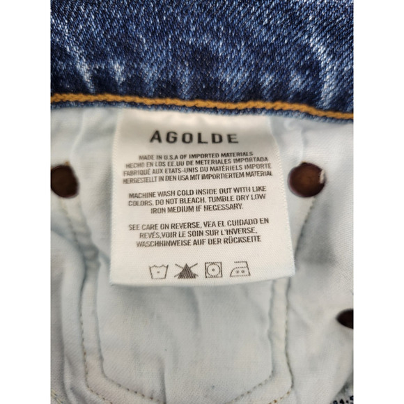 Agolde 29 Nico Slim Fit Straight Jeans Pants High Rise Betray Blue - Picture 8 of 10